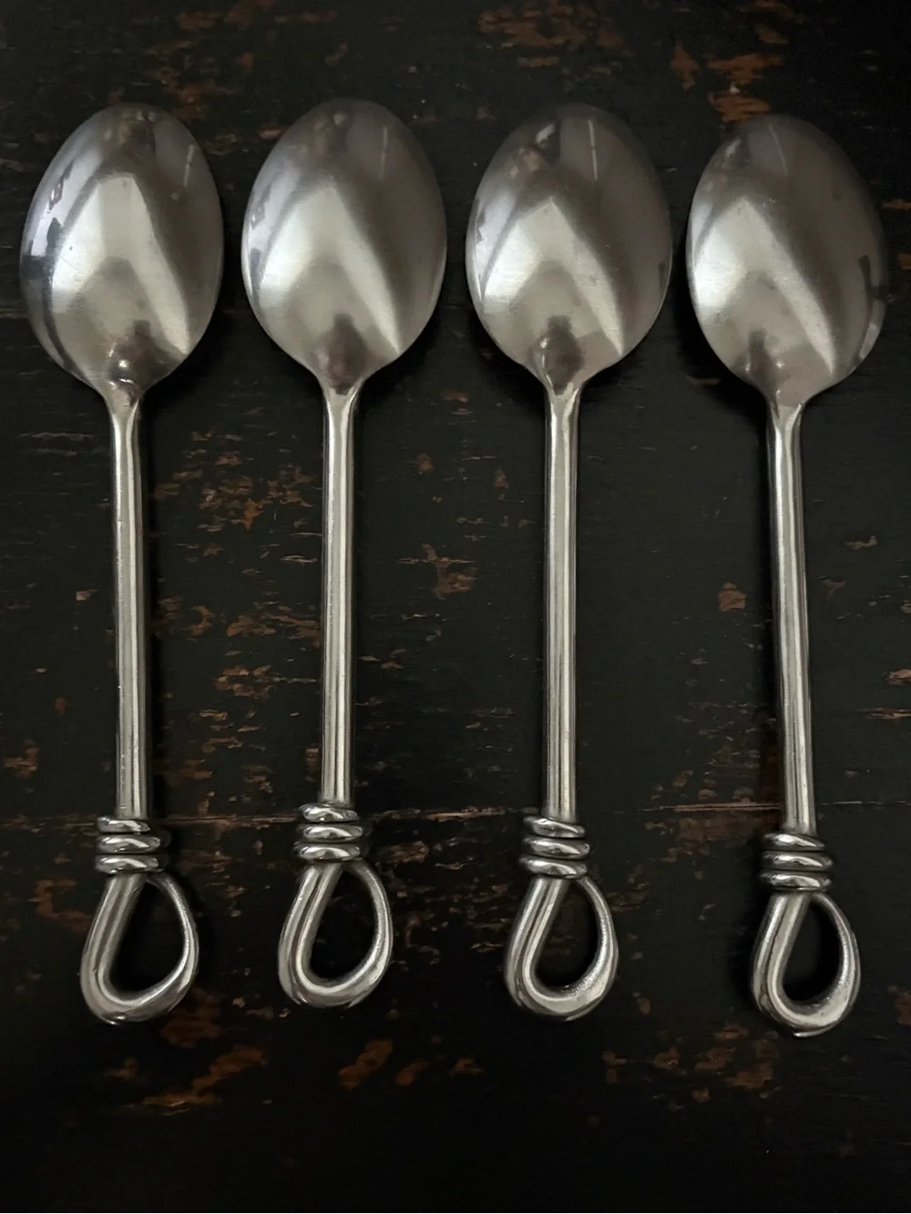 Gibson CUOMO Stainless OVAL SOUP SPOONS Open Ring Tip 18/8  Flatware Set of 4
